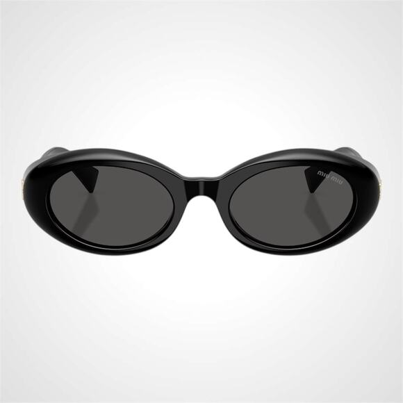 New MIU MIU Sunglasses Black Oval Womens Reverie Gold Grey Lens main image 5